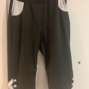 Black and White Athletic Capris - Button Detail